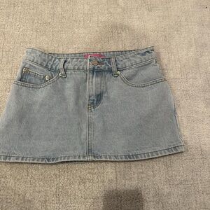 Edikted Light Blue Denim Mini Skirt